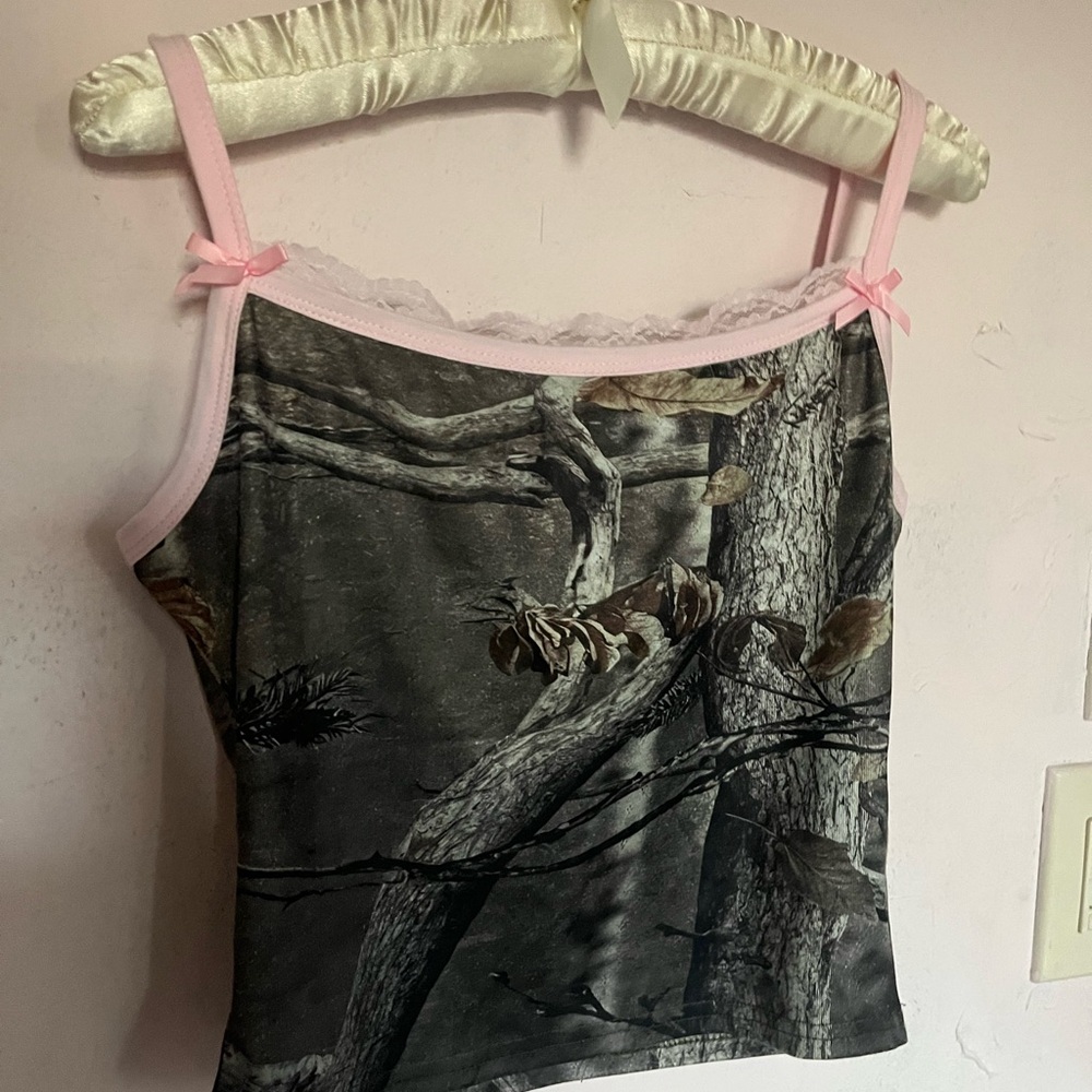 Pink and Gray Tree Print Camisole